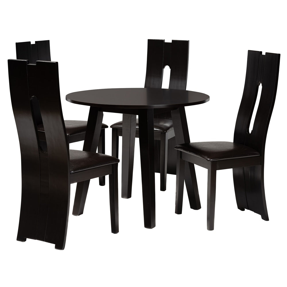 Baxton Studio Torin Dining Set, 29-15/16inH x 35-7/16inW x 35-7/16inD, Dark Brown/Espresso