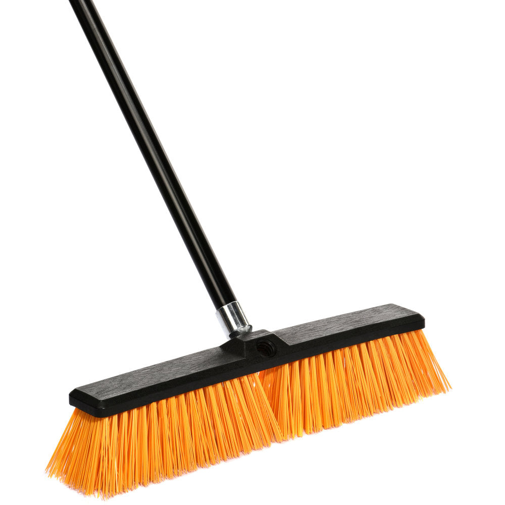 Alpine 18in Rough-Surface Push Brooms, Yellow, Pack Of 3 Brooms