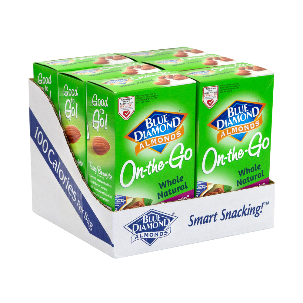 Blue Diamond Whole Natural Almonds, 0.63 Oz, Pack Of 42 On-The-Go Pouches