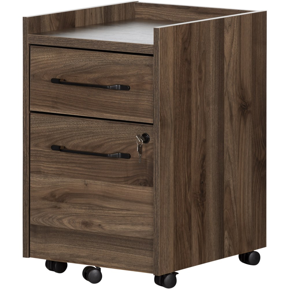 South Shore Helsy 15-1/2inW x 18-1/4inD Lateral 2-Drawer Mobile File Cabinet, Natural Walnut