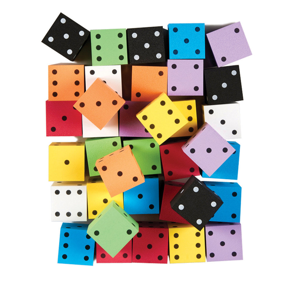 Koplow Games Foam Spot Dice, 2in, Assorted Colors, Bag Of 36