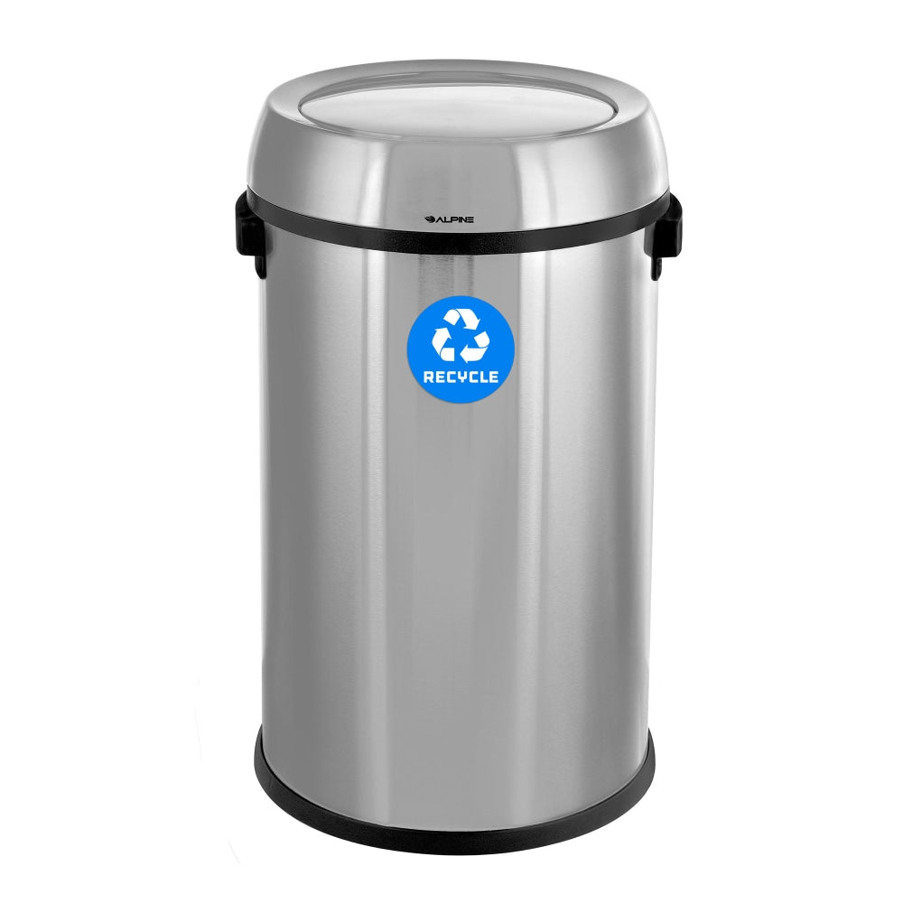 Alpine Industries Stainless Steel Indoor Recycling Receptacle With Swivel Lid, 17 Gallons, Silver