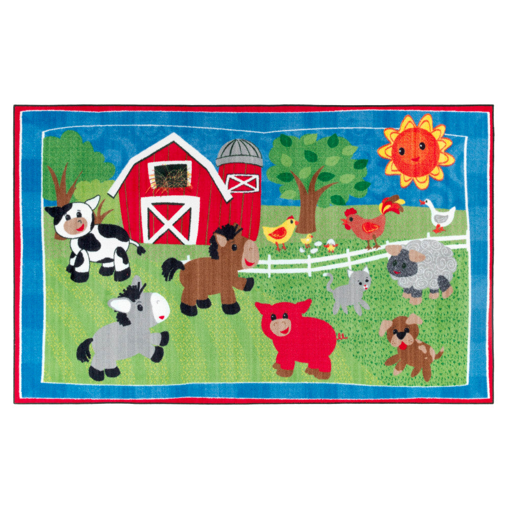 Flagship Carpets Cutie Barnyard Rug, Rectangle, 5ft x 8ft, Multicolor