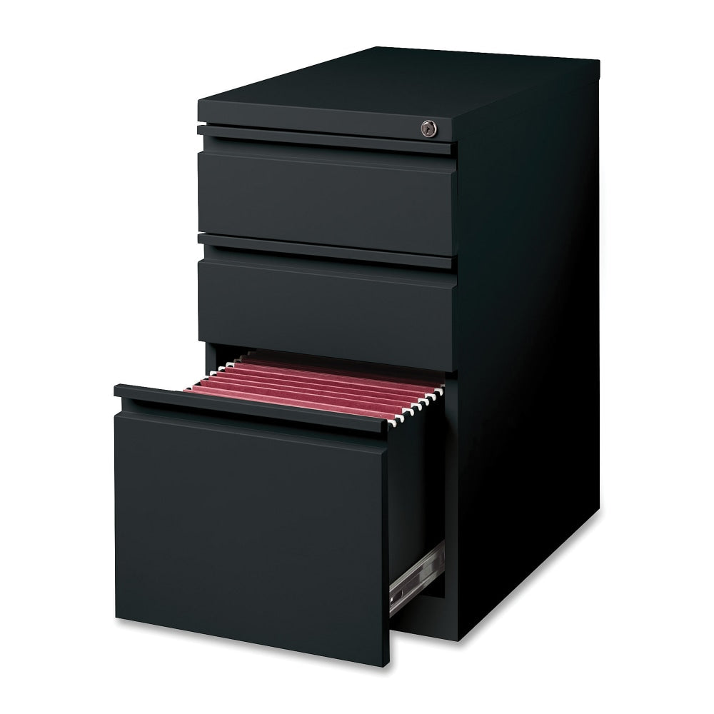 Lorell 22-7/8inD Vertical 3-Drawer Mobile Pedestal File Cabinet, Black