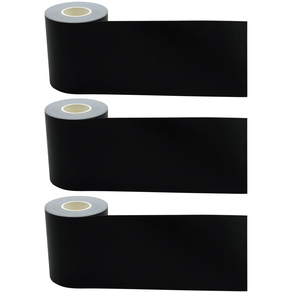 Teacher Created Resources Straight Rolled Border Trim, Black, 50' Per Roll, Pack Of 3 Rolls