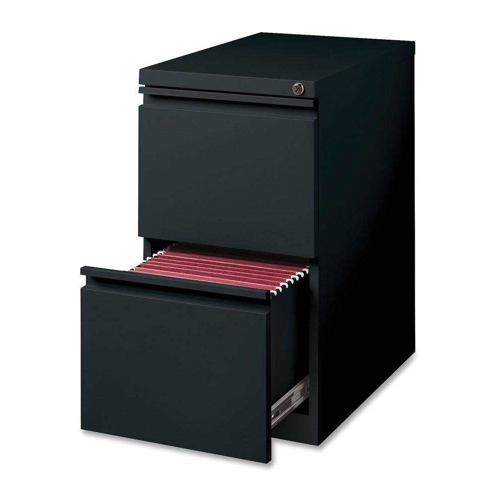 Lorell 22-7/8inD Vertical 2-Drawer Mobile Pedestal File Cabinet, Black