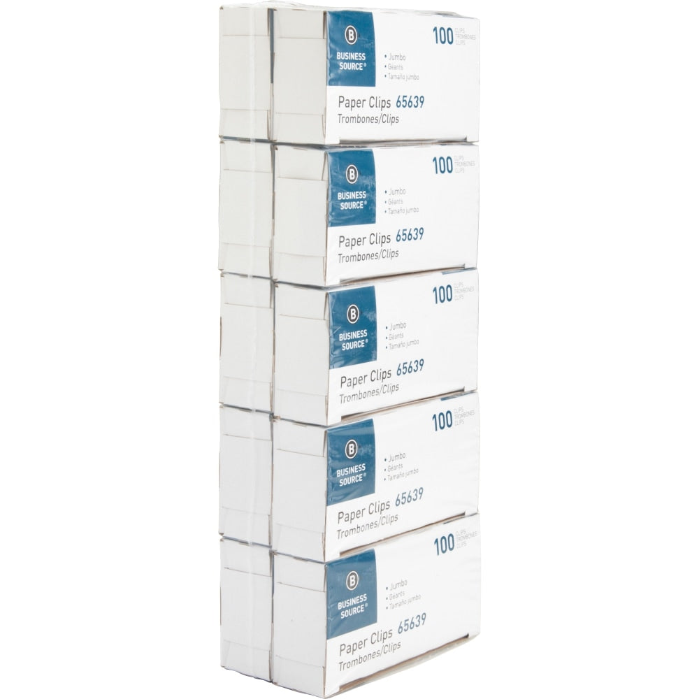 Business Source Paper Clips - Jumbo - 1000 / Pack - Silver - Steel