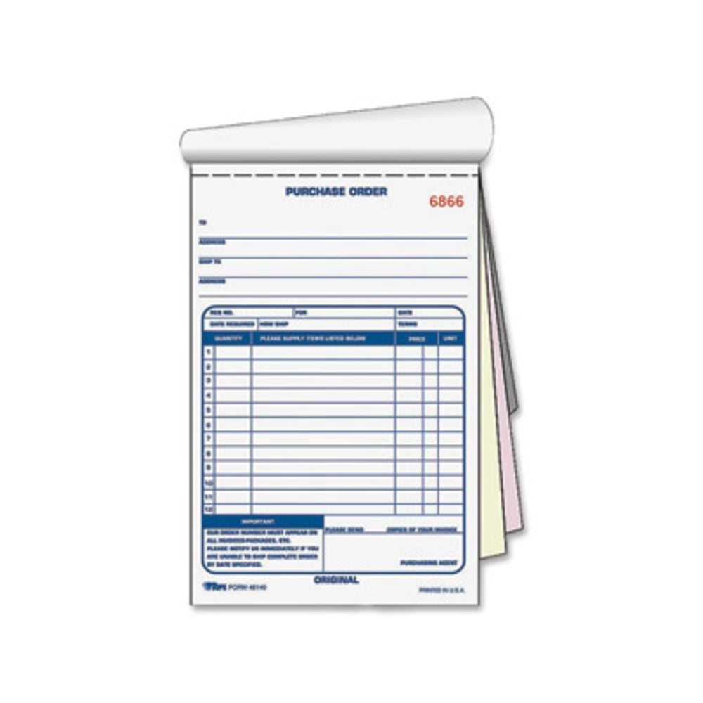 TOPS Purchase Order Book, Carbonless, 3 Parts, 5-1/2inx7-7/8in