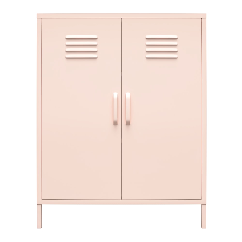 Ameriwood Home Mission District 2-Door 3-Shelf Metal Locker Storage Cabinet, 40inH x 31-1/2inW x 15-3/4inD, Pink