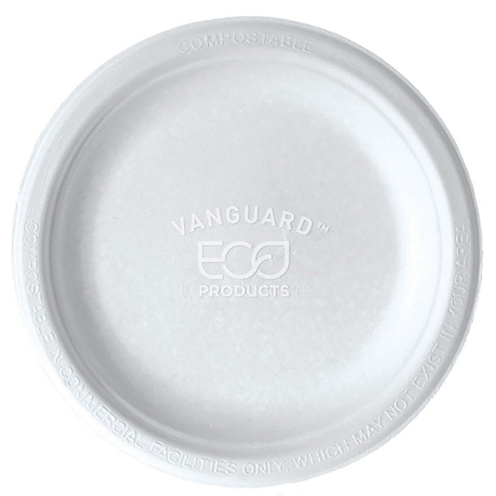 Eco-Products Vanguard Sugarcane Plates, 6in, White, Pack Of 1,000 Plates