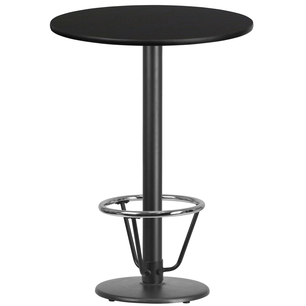 Flash Furniture Round Bar-Height Table With Foot Ring, 43-1/8inH x 30inW x 30inD, Black