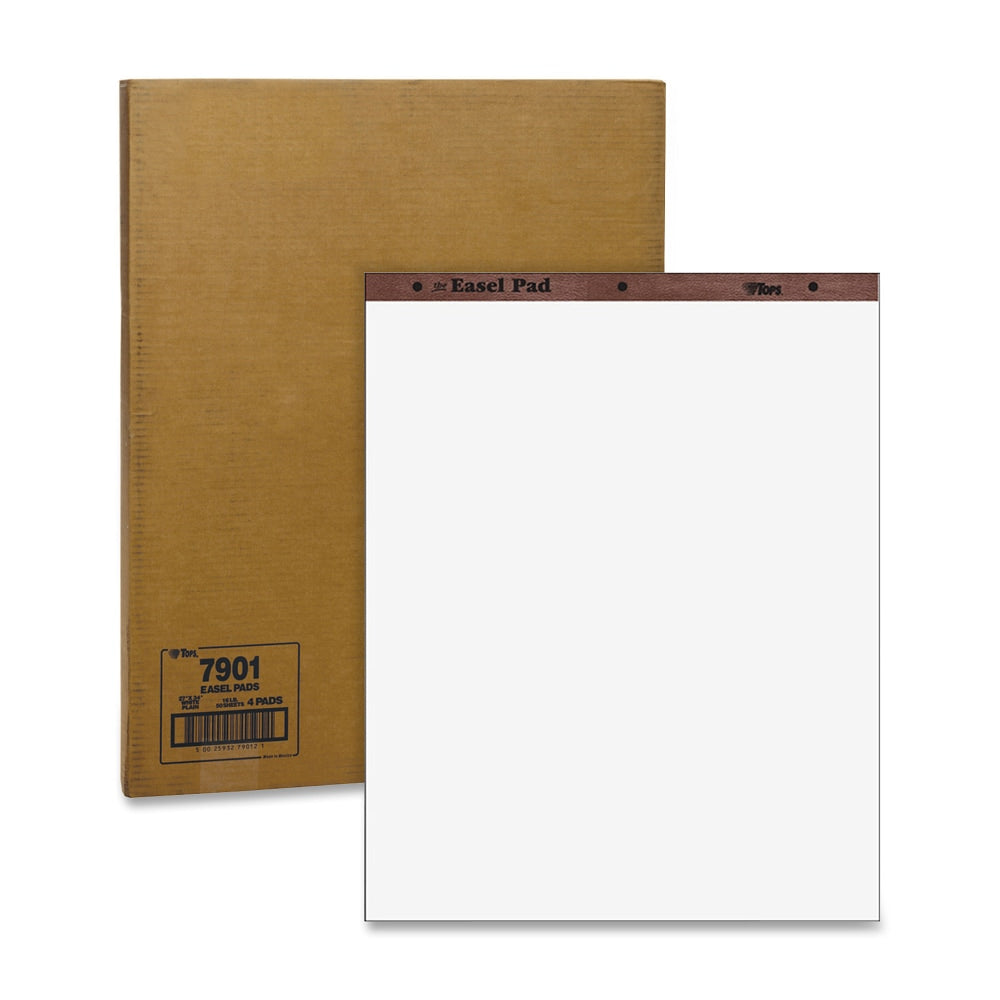 TOPS Plain Paper Easel Pads, 27in x 34in, 50 Sheets, Carton Of 4