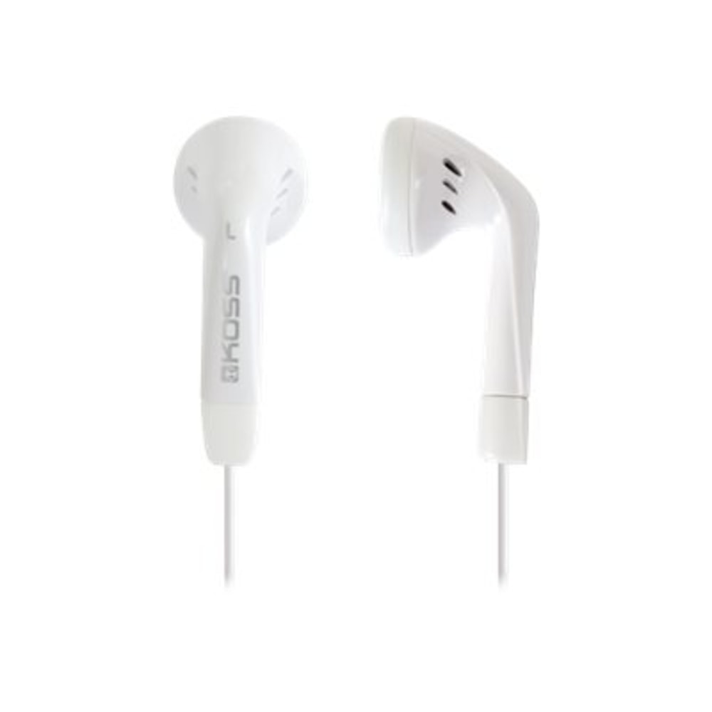 Koss KE5 Earphone - Stereo - White - Mini-phone (3.5mm) - Wired - 16 Ohm - 60 Hz 20 kHz - Earbud - Binaural - Outer-ear - 4 ft Cable