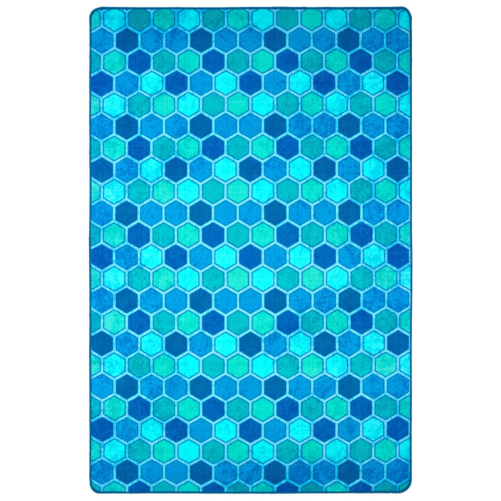 Carpets for Kids Pixel Perfect Collection Honeycomb Pattern Activity Rug, 8'x 12', Blue