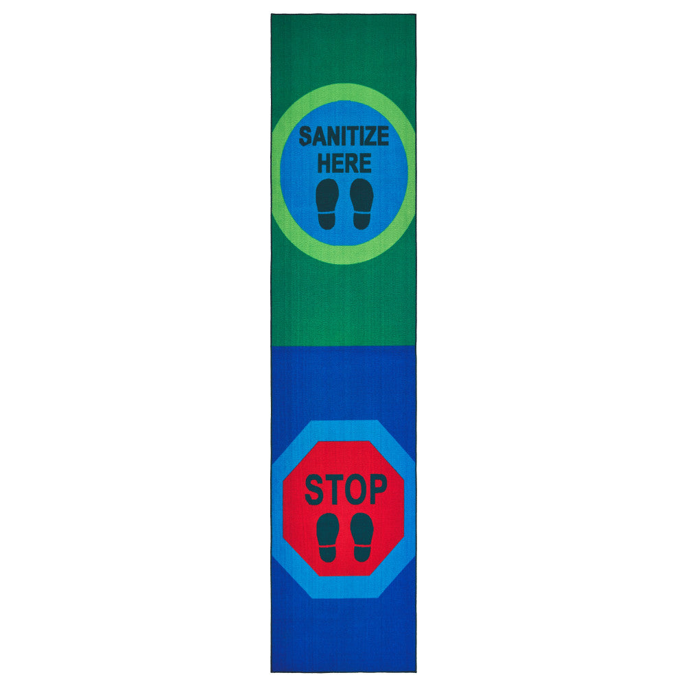 Carpets for Kids KID$Value Rugs Sanitize Here Activity Runner Rug, 3ft x 12ft , Blue