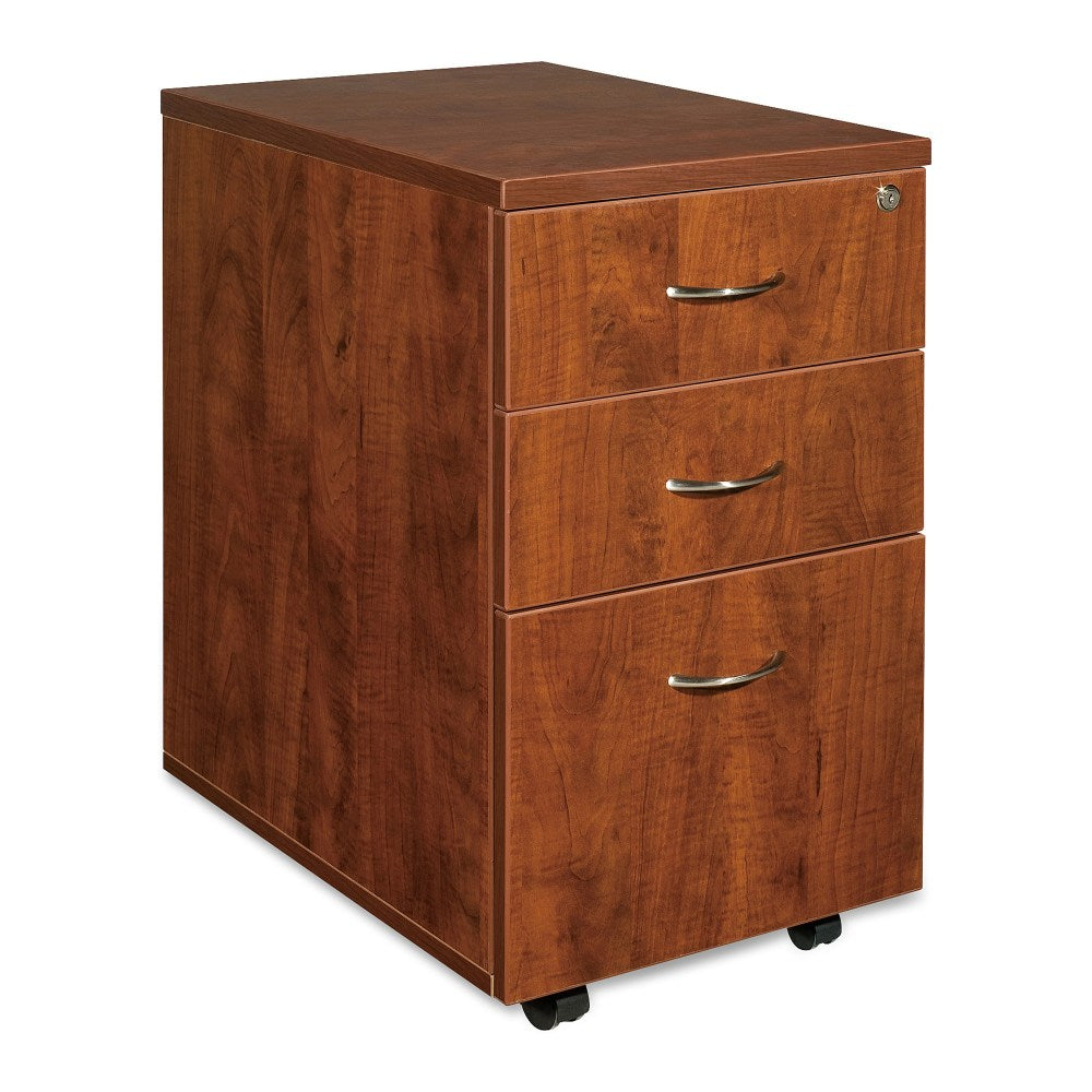 Lorell Essentials 22inD Vertical 3-Drawer Mobile Pedestal File Cabinet, Cherry