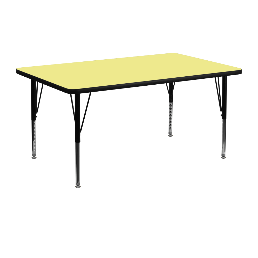 Flash Furniture 48ft"W Rectangular Thermal Laminate Activity Table With Short Height-Adjustable Legs, Yellow