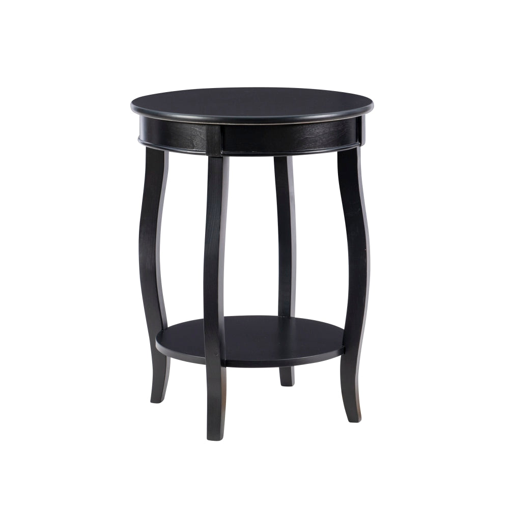 Powell Nora Round Side Table With Shelf, 24inH x 18inDia., Black
