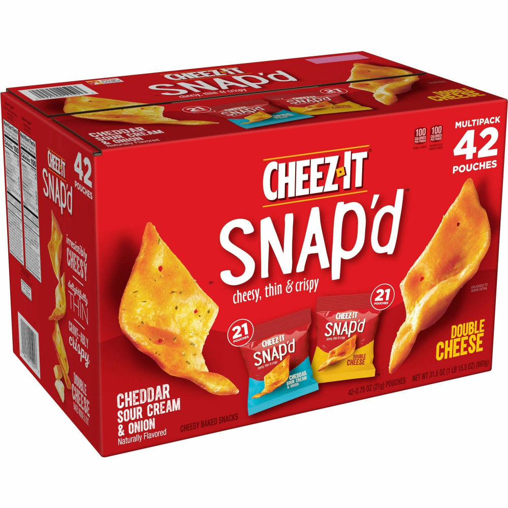 Cheez-It Snap-d Baked Cheese Variety Pack - Assorted - 1.97 lb - 42 / Carton
