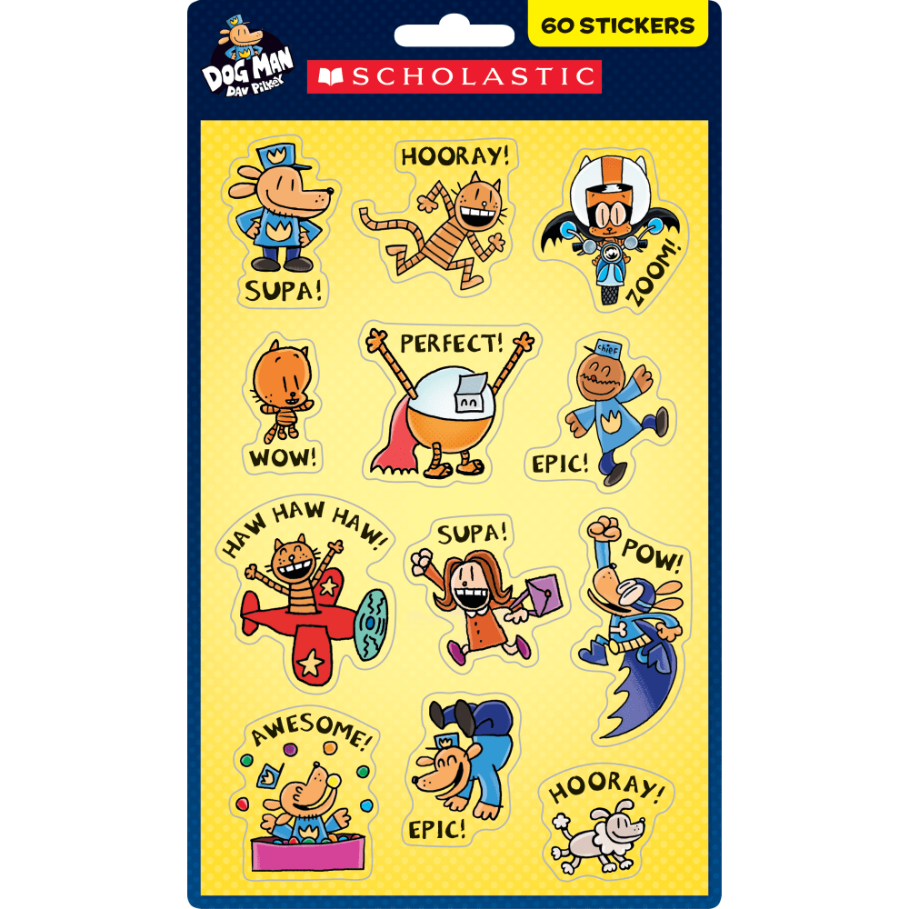 Scholastic Teachers Friend Dog Man Stickers, Set Of 60 Stickers