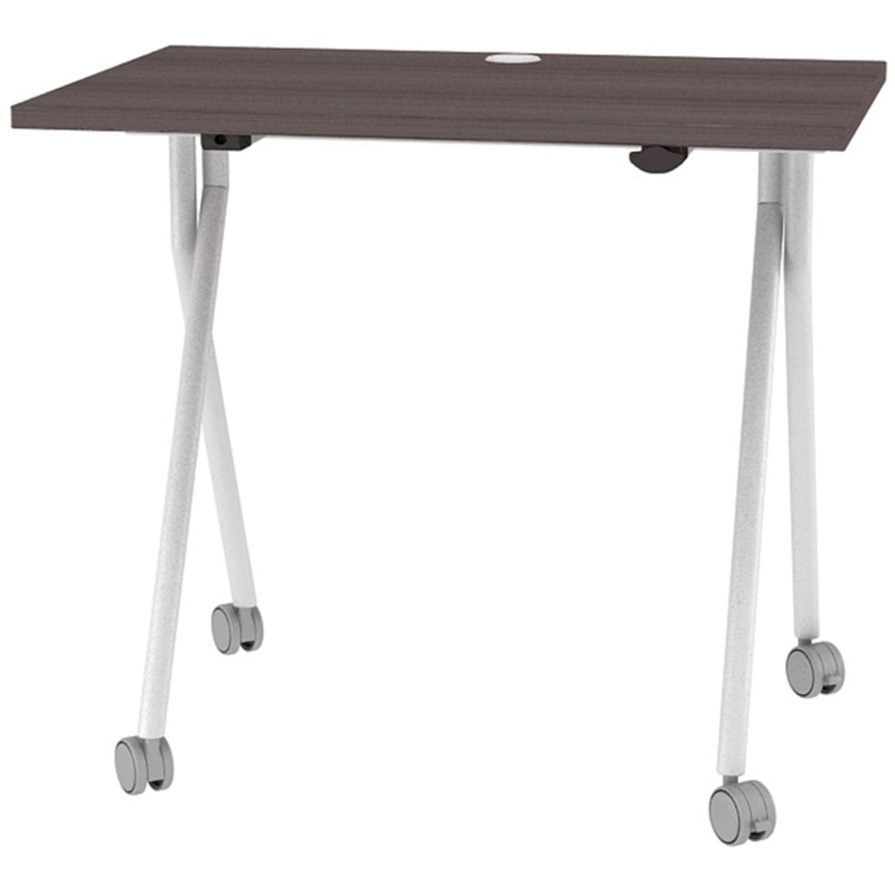 Boss Office Products 48inW Flip-Top Folding Training Table, Driftwood/Silver