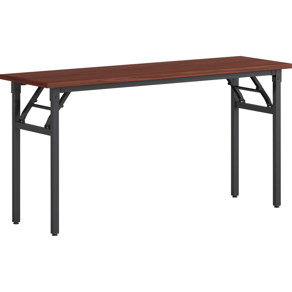 Lorell Folding Melamine Training Table, 30inH x 60inW x 18inD, Black/Mahogany