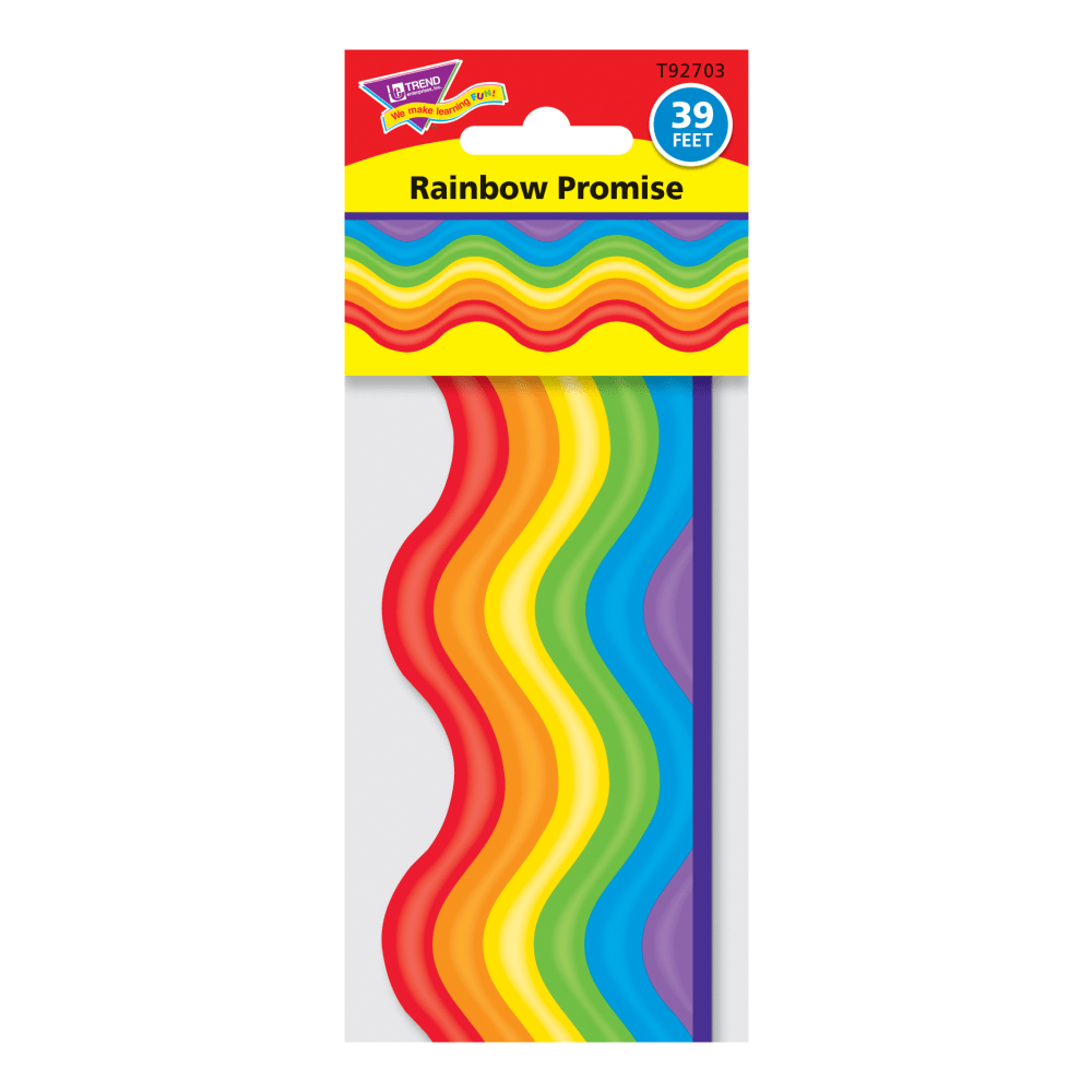 Trend Terrific Trimmer Decorative Scalloped Border, 2-1/4in x 39in, Rainbow Promise, Pack Of 12
