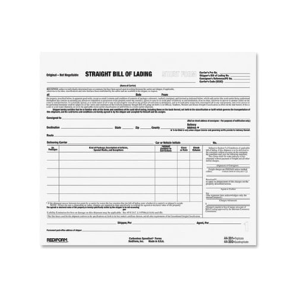 Rediform Snap-A-Way Bill of Lading Forms - 3 PartCarbonless Copy - 8.50in x 7in Sheet Size - 2 x Holes - White Sheet(s) - Black Print Color - 250 / Pack