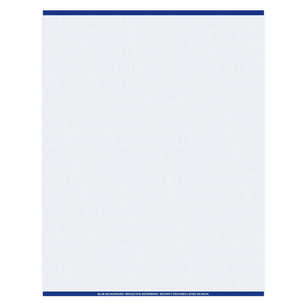 Medicaid-Compliant High-Security Perforated Laser Prescription Forms, Full Sheet, 1-Up, 8-1/2in x 11in, Blue, Pack Of 500 Sheets