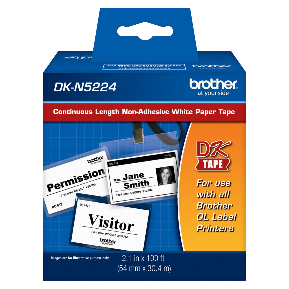 Brother DK-N5224 Black-On-White Tape, 2.13in x 100ft