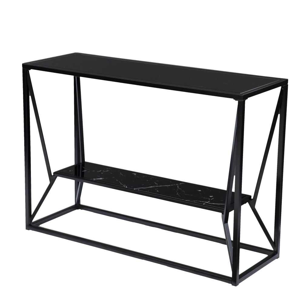 SEI Argall Long Glass-Top Console Table, 29-3/4inH x 42inW x 14-1/2inD, Black