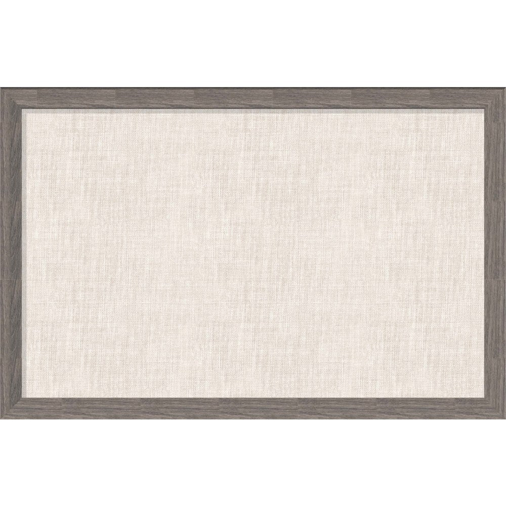 U Brands Linen Bulletin Board, 35in X 23in, Brown Rustic Wood Decor Frame