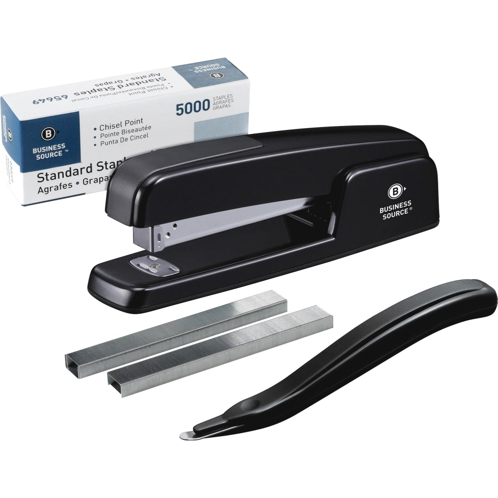 Business Source Standard Stapler Value Pack - 20 Sheets Capacity - 210 Staple Capacity - Full Strip - 1 / Pack - Black