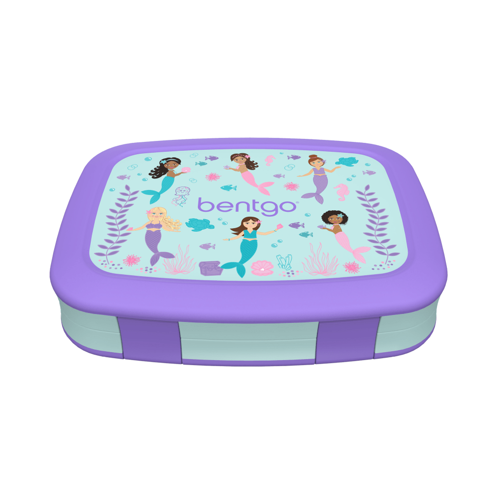 Bentgo Kids Prints 5-Compartment Lunch Box, 2inH x 6-1/2inW x 8-1/2inD, Mermaids In The Sea