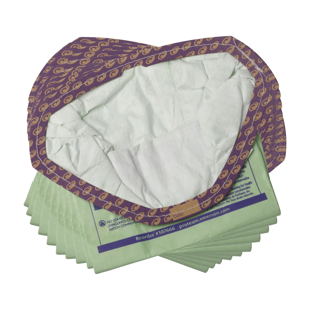 ProTeam GoFit 3 Qt Intercept Micro Filter Bags, Open Collar, Green, Pack Of 10 Bags