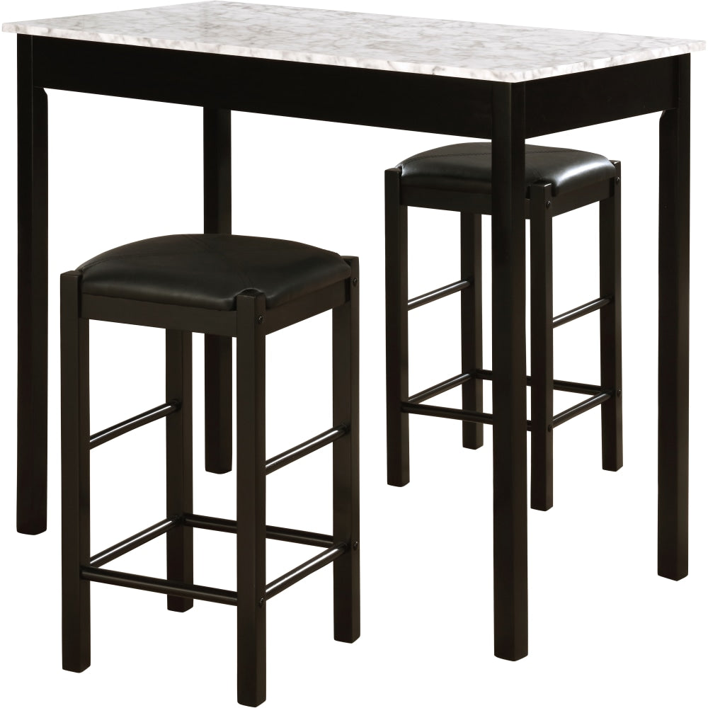 Linon Kent 3-Piece Tavern Set, 36inH x 22inW x 42inD, Black/White