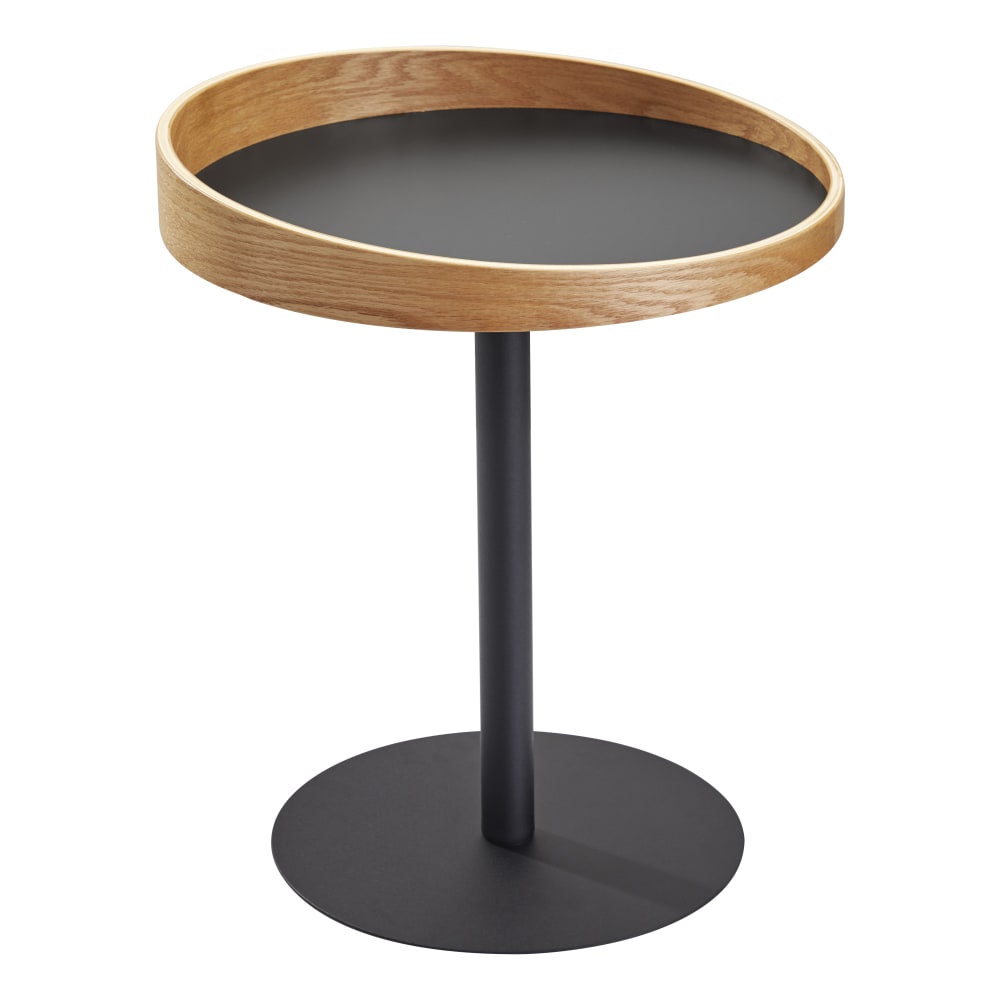 Adesso Crater End Table, Square, 21-1/2inH x 18inW x 18inD, Black/Natural Oak