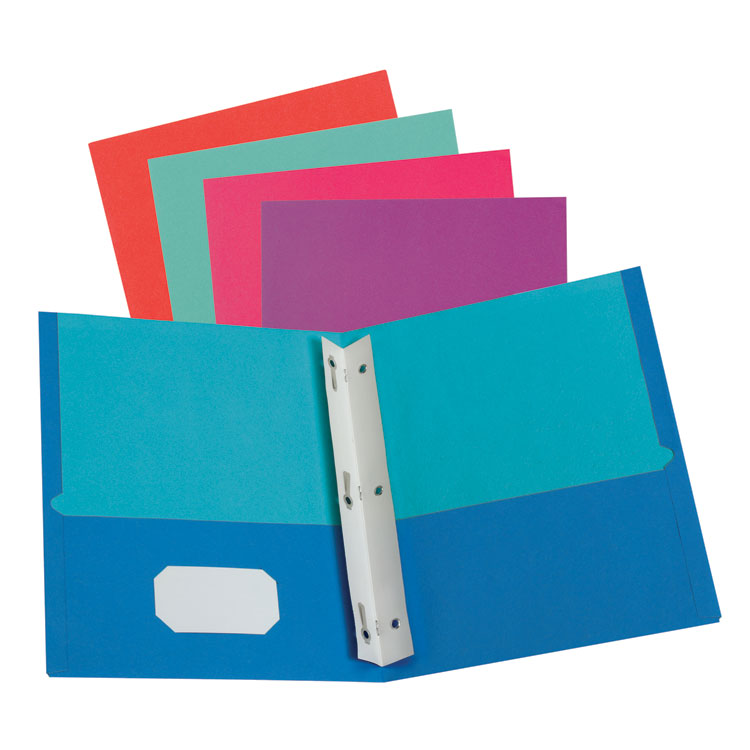 Twisted Twin Smooth Pocket Folder W/fasteners, 100-Sheet Capacity, 11 X 8.5, Assorted Solid Colors, 10/pack