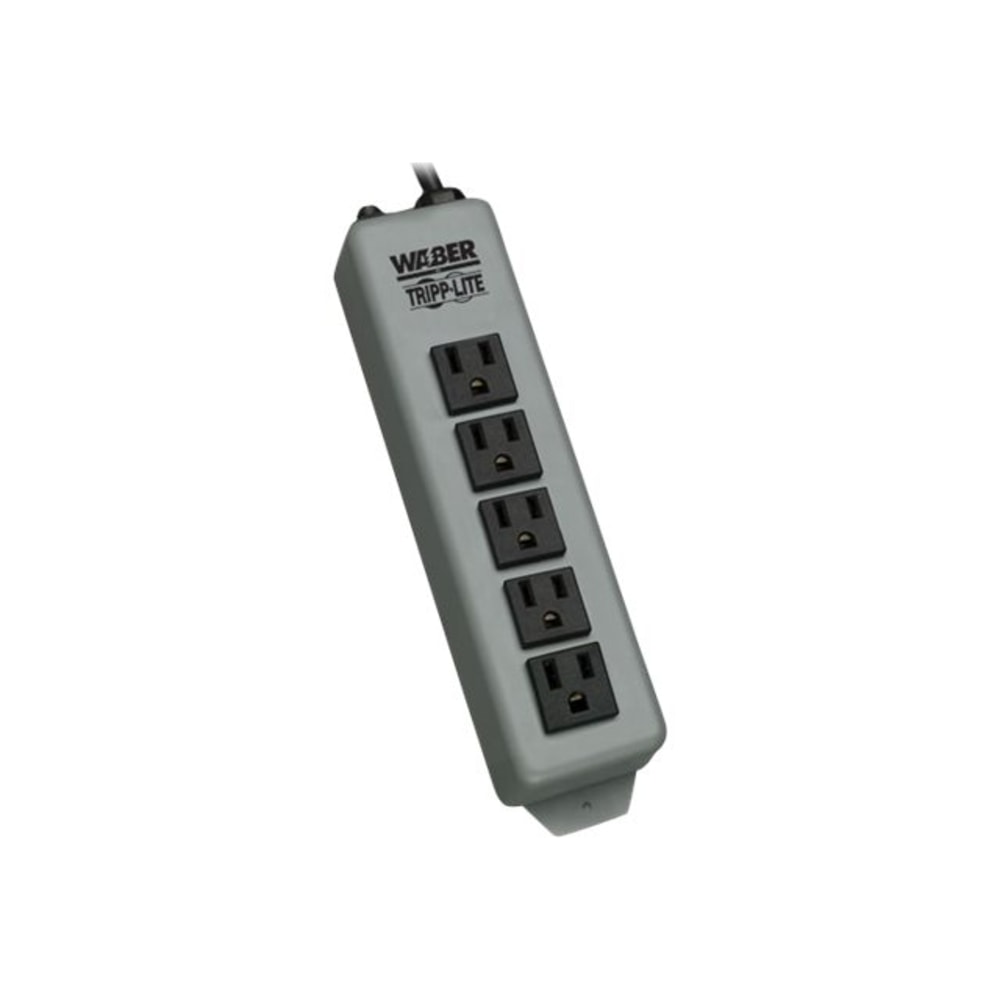 Tripp Lite Waber Power Strip Metal 5-15R 5 Outlet 5-15P 15ft Cord - Power distribution strip - input: NEMA 5-15 - output connectors: 5 (NEMA 5-15) - blue gray