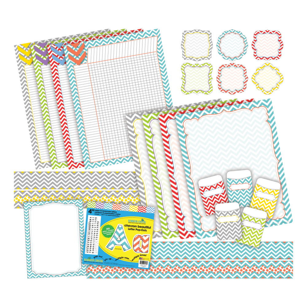 Barker Creek Chevron Curated Collection Bulletin Board Set, Beautiful