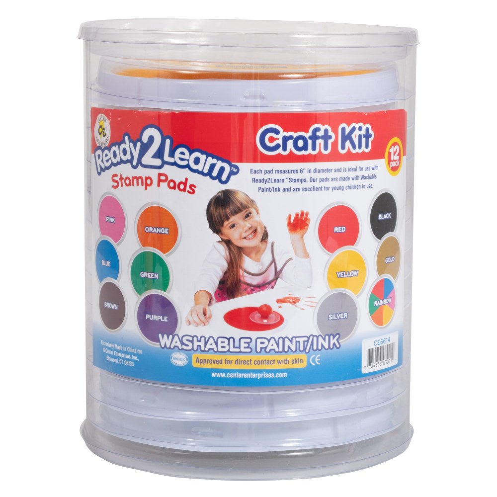 Ready 2 Learn Jumbo Circular Washable Stamp Pads, Assorted Colors, Pack Of 12