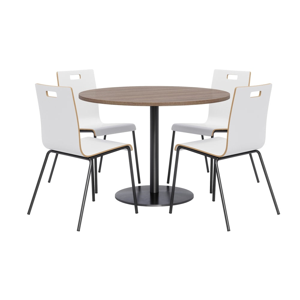 KFI Studios Proof Dining Table Set With Jive Dining Chairs, White/Brown/Black
