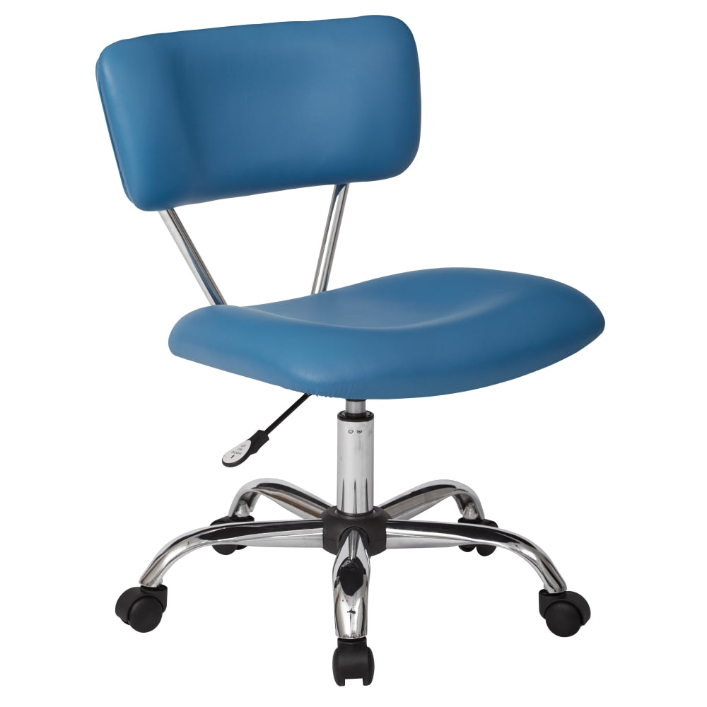 Office Star Avenue Six Vista Bonded Leather Task Chair, Blue/Silver