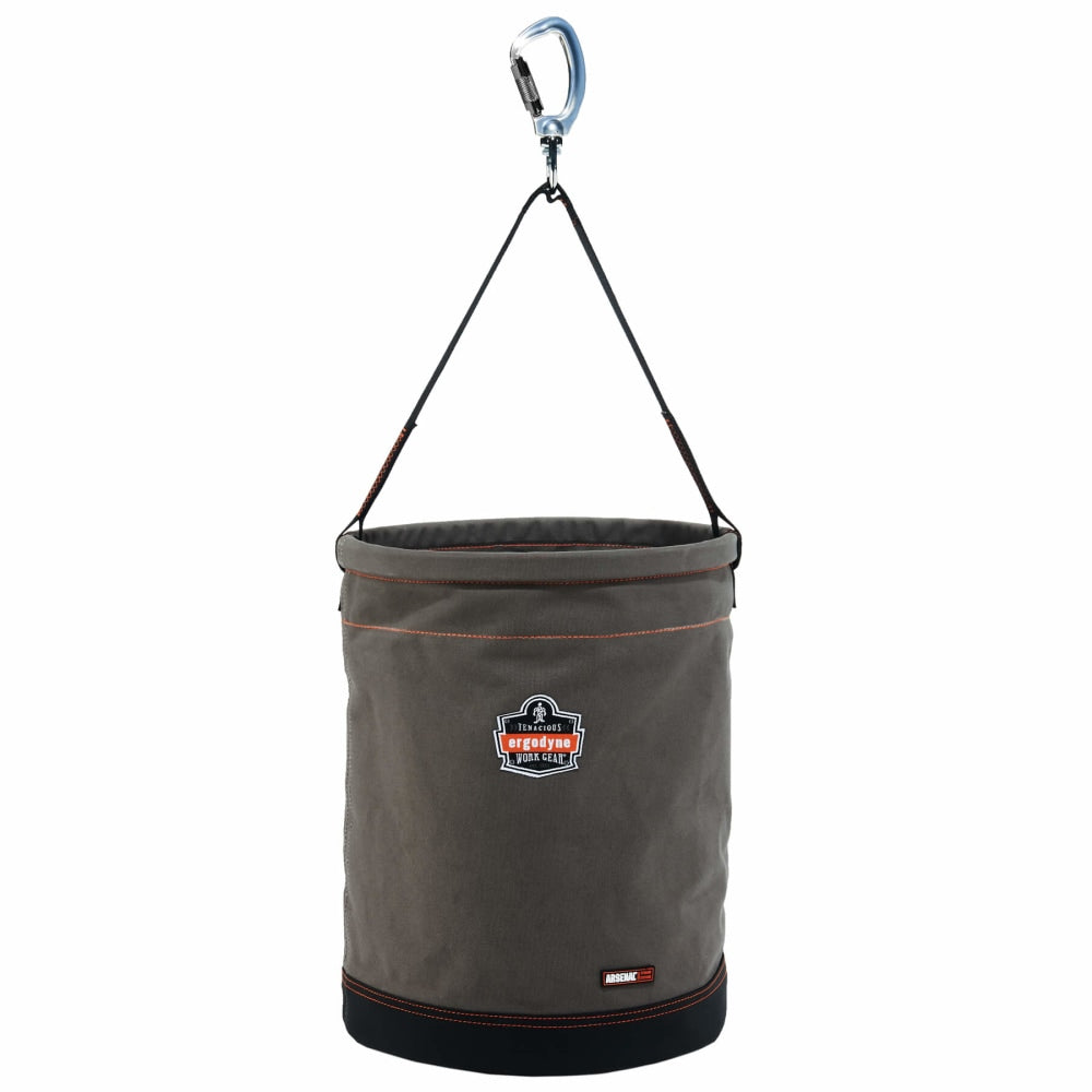 Ergodyne Arsenal 5945 XL Canvas Hoist Bucket With Swiveling Carabiner, 20in x 16in, Gray