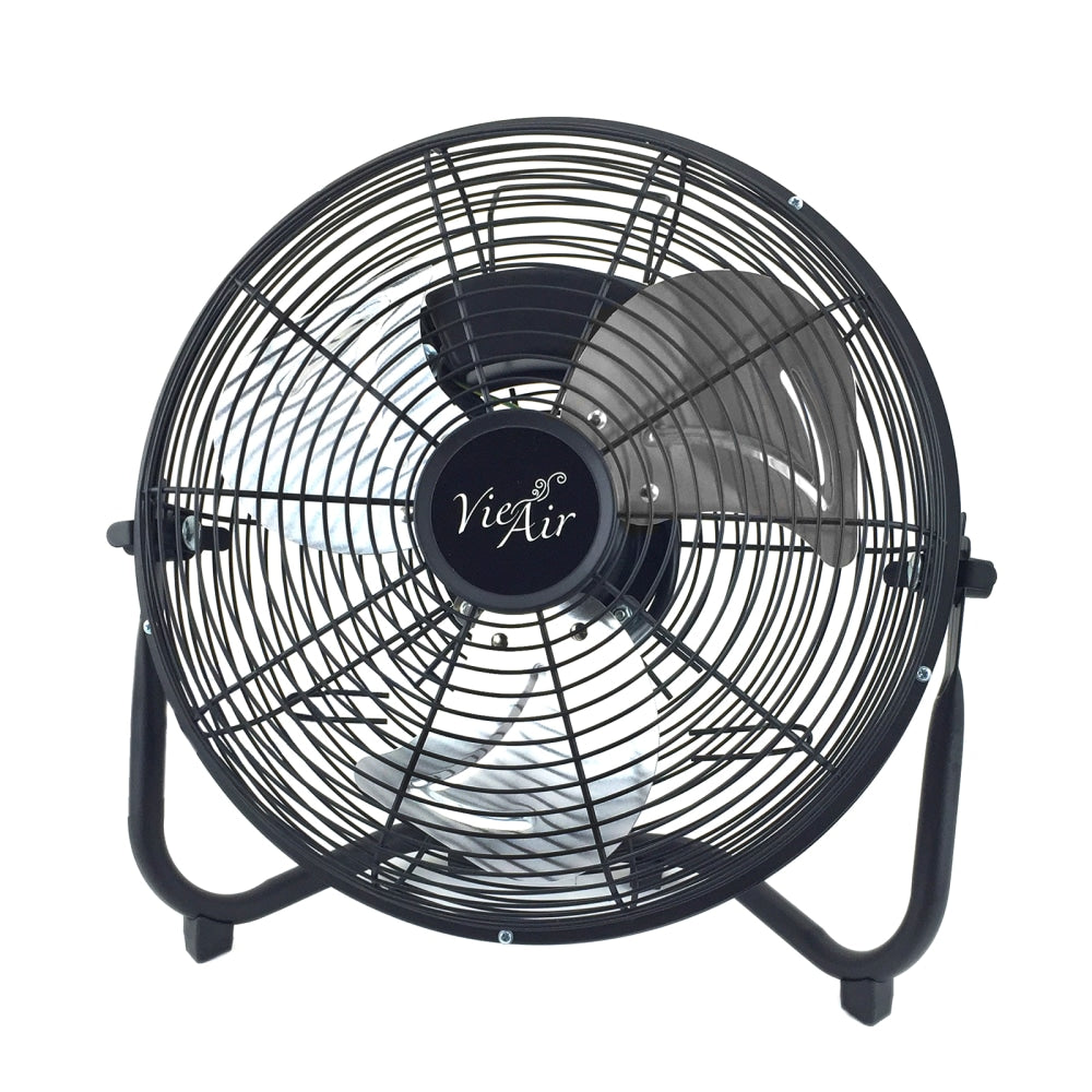 Vie Air 12in 3-Speed High-Velocity Floor Fan, 15inH x 14inW x 4-1/2inD, Black