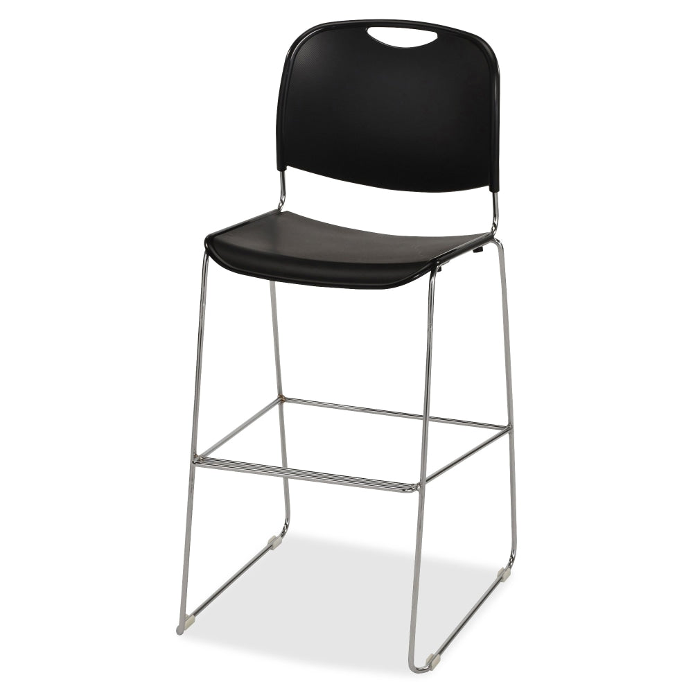 Lorell Plastic Bistro-Height Stack Chair, Black