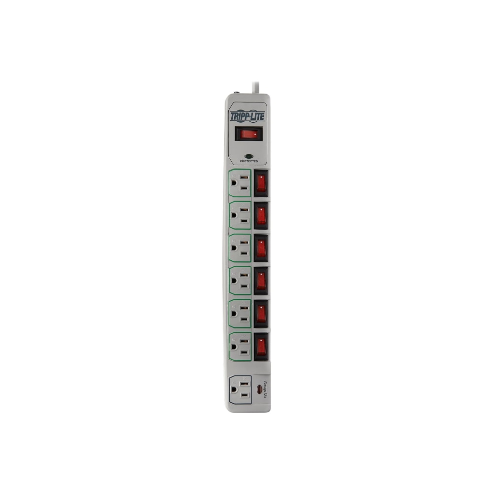 Tripp Lite ECO-SURGE 7-Outlet Surge Suppressor, 6ft, Cool Gray