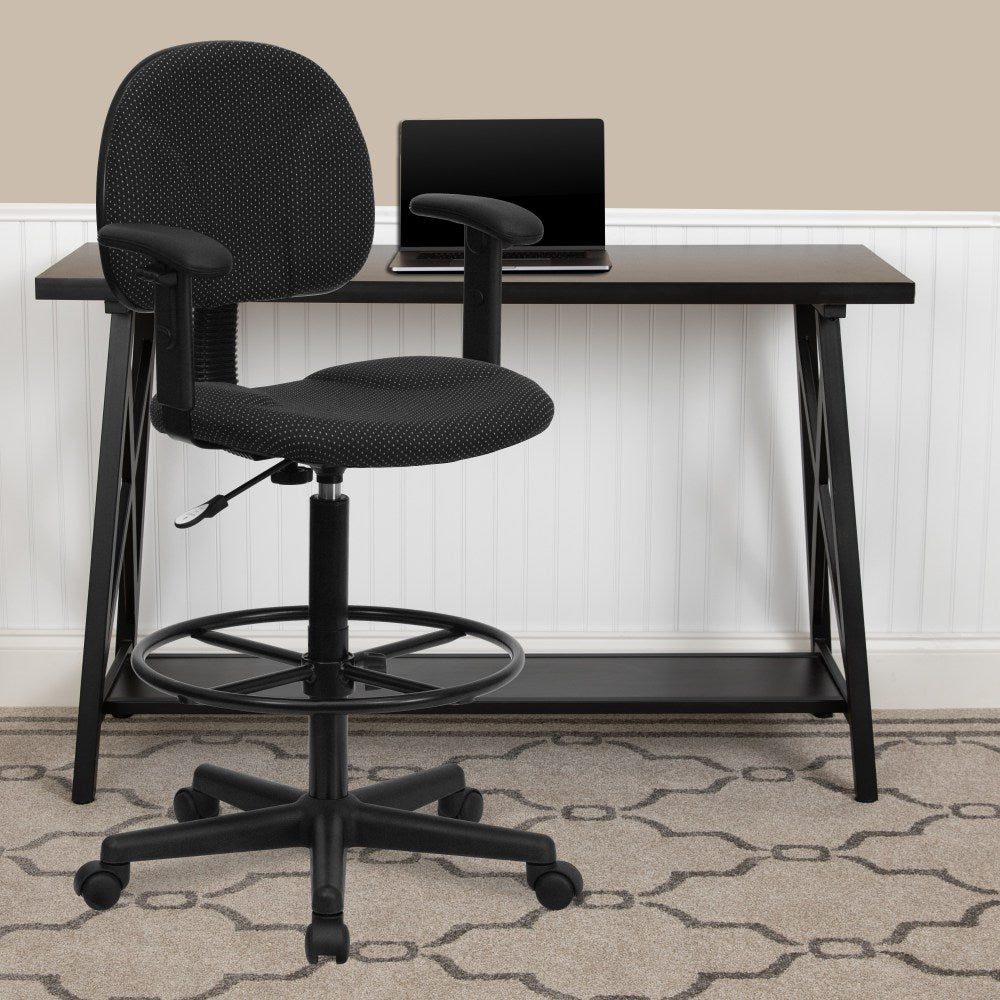 Flash Furniture Fabric Drafting Chair with Adjustable Arms (Cylinders: 22.5ft"-27ft"H or 26ft"-30.5ft"H), Black