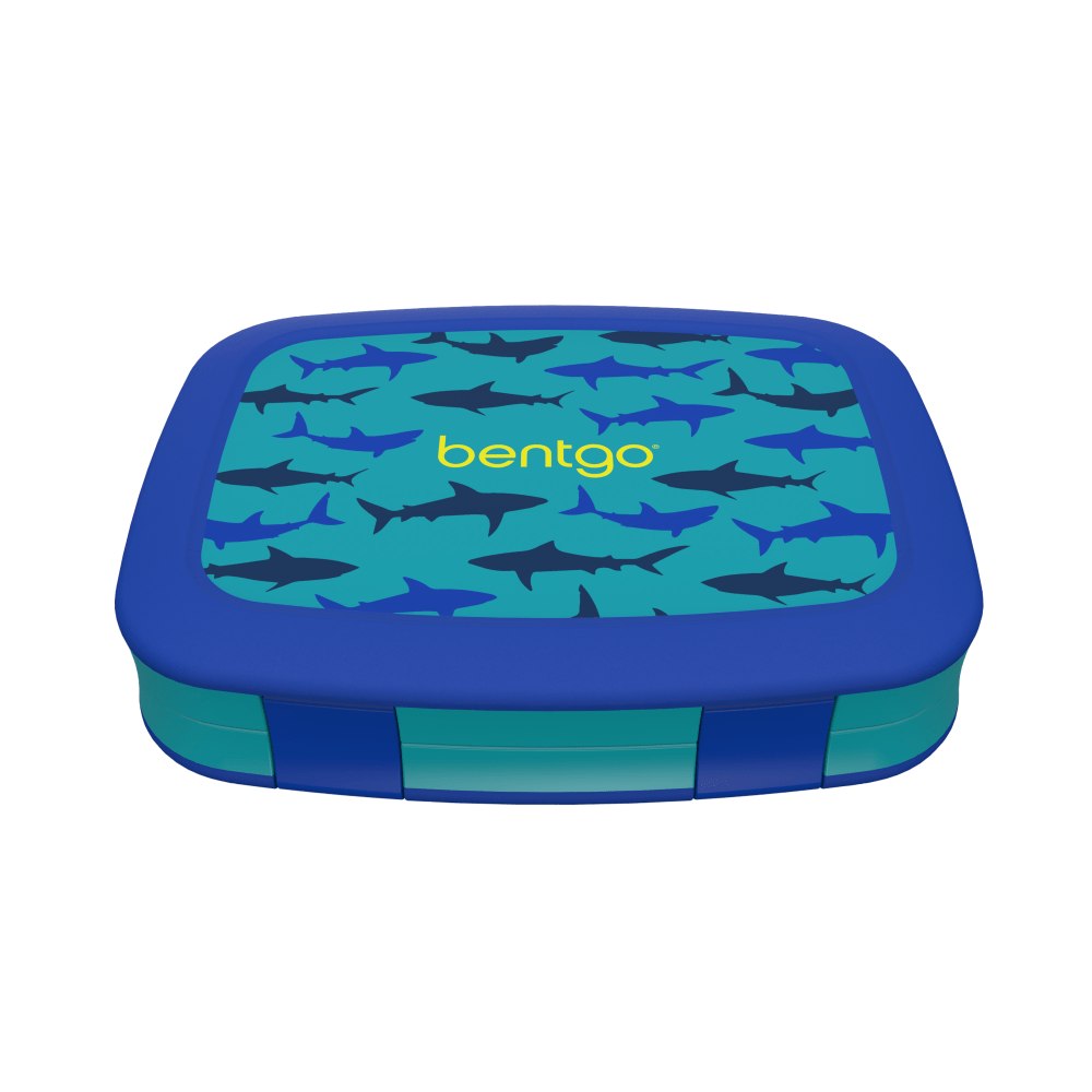 Bentgo Kids Prints 5-Compartment Lunch Box, 2inH x 6-1/2inW x 8-1/2inD, Shark