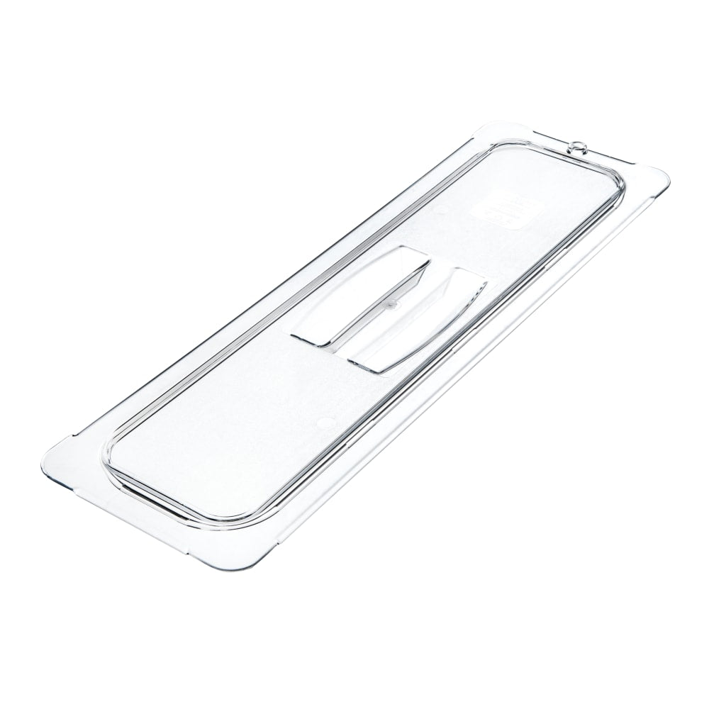 StorPlus 1/2-Size Long Plastic Handled Lids, 7/8inH x 6 3/8inW x 20 3/4inD, Clear, Pack Of 6